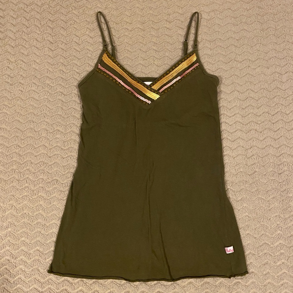Hollister Olive Camisole with Colorful Stripes